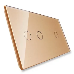 Podwójny dotykowy panel szklany w kolorze Złotym 2+1 (VL-C7012-63) LIVOLO