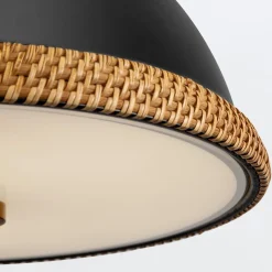 Pojedyncza lampa nad stół Doral Matowa czerń, vintage mosiądz (QN-DORAL-P-M-BK) - Quintiesse