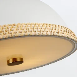 Pojedyncza lampa nad stół Doral Matowa biel, vintage mosiądz (QN-DORAL-P-M-WHT) - Quintiesse