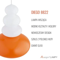 Pojedyncza lampa wisząca DIEGO (8822) - Argon
