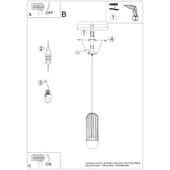 Pojedyncza lampa wisząca przy łóżku BRINA 1 czarna (SL.1332) - Sollux Lighting