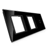 Potrójna czarna ramka szklana z miejscem włącznika dotykowego (701GG-62) LIVOLO