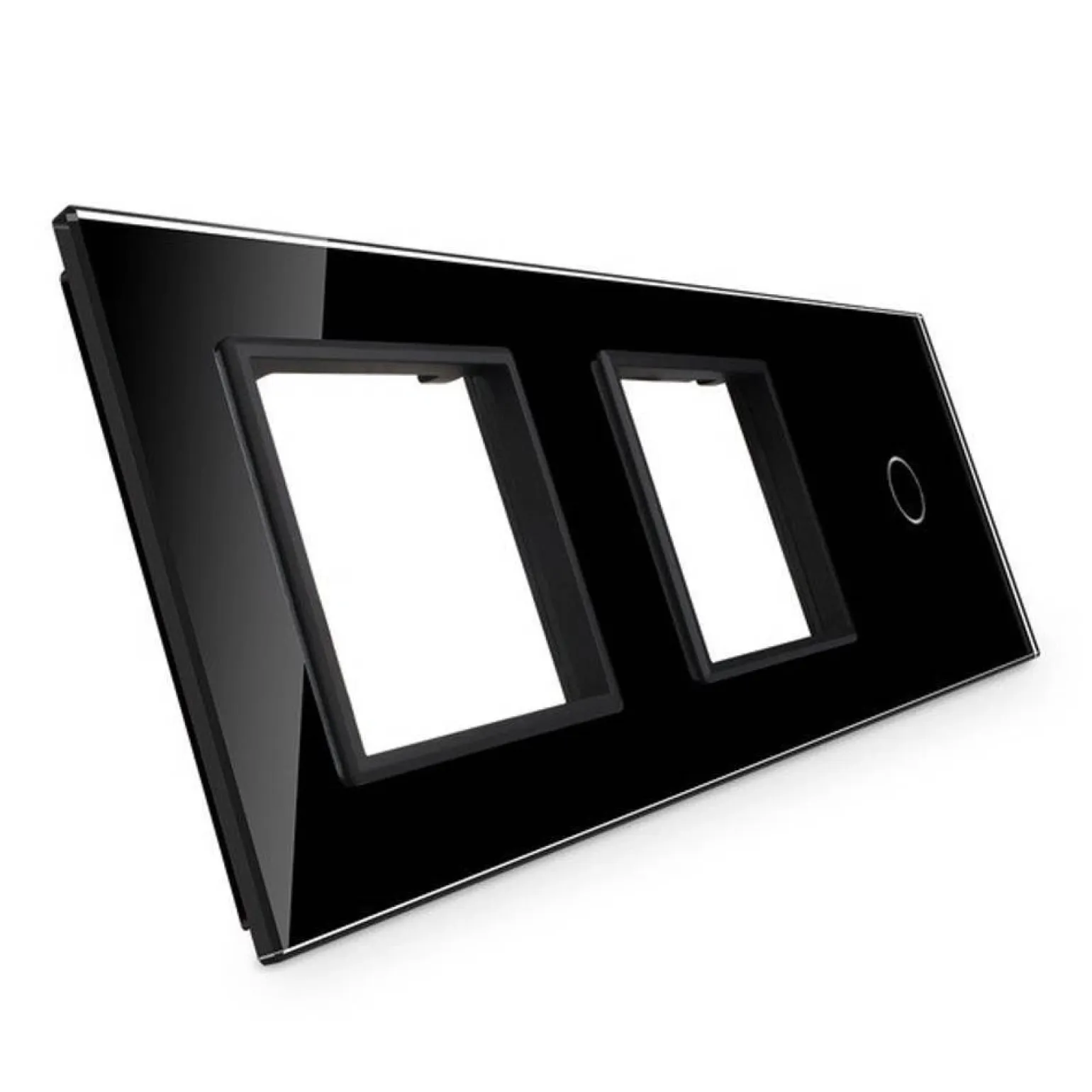 Potrójna czarna ramka szklana z miejscem włącznika dotykowego (701GG-62) LIVOLO