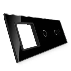 Potrójna czarna ramka szklana z miejscem włącznika dotykowego (7021G-62) LIVOLO