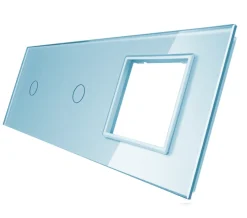 Potrójna niebieska ramka szklana z miejscem włącznika dotykowego (7011G-69) LIVOLO