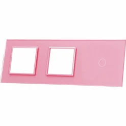 Potrójna różowa ramka szklana z miejscem włącznika dotykowego (701GG-67) LIVOLO