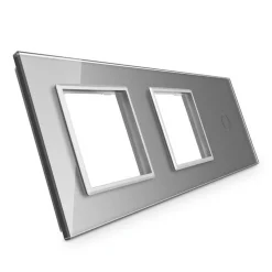 Potrójna srebrna ramka szklana z miejscem włącznika dotykowego (701GG-64) LIVOLO
