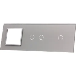 Potrójna srebrna ramka szklana z miejscem włącznika dotykowego (7012G-64) LIVOLO