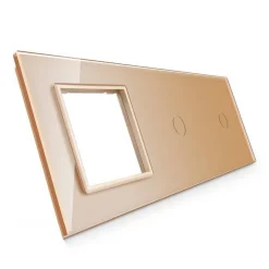 Potrójna złota ramka szklana z miejscem włącznika dotykowego (7011G-63) LIVOLO