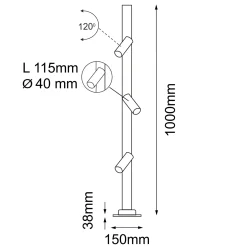 Potrójny słupek ogrodowy Gosen 3 - Antracyt (1000 mm) (9911) - Shilo Garden