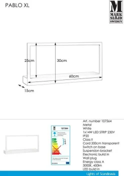 Poświetlana półka kinkiet PABLO XL Wall White (107564) Markslojd
