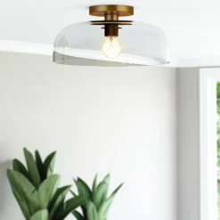 Półplafon Sylvia - 1 źródło światła - Szczotkowane złoto (ALM-SYLVIA-SF-BG-CL) - Elstead Lighting