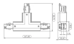 ProRail3 łącznik T uziem lewy Czarny 230V metal/tworzywo sztuczne 3-faz (PL91380) - Paulmann