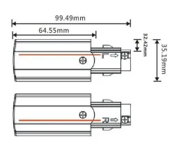 ProRail3 End zasilanie prawa Srebrny 230V metal/tworzywo sztuczne 3-faz (PL91358) - Paulmann