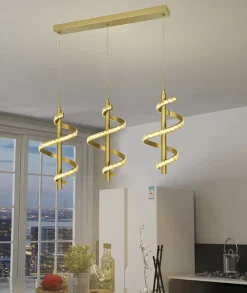 prosta z dekoracyjnymi kryształami i trzystopniowym ściemniaczem typu "klik" CLARET Spiralna lampa wisząca potrójna (7209-0315) - Aviano Lighting