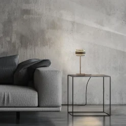 Przenośna, ładowana lampa na stół PURE FALLING RINGS BRĄZOWA/CHROM (4503-97) - Paul Neuhaus