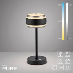 Przenośna, ładowana lampa stołowa PURE FALLING RINGS CZARNA (4503-18) - Paul Neuhaus