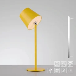 Przenośna, ładowana lampa stołowa BOTERIA ŻÓŁTY (19251-81) - Paul Neuhaus