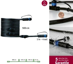Przewód połączeniowy Plug & Shine 5m 1in-4out IP68 24V czarny / tworzywo sztuczne (PL94596) - PAULMANN