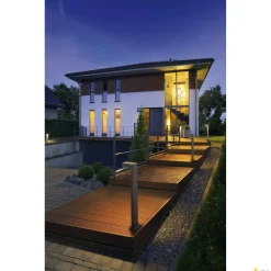 QUADRASYL 75, zewnętrzna lampa podłogowa, żarówka energooszczędna GX53, IP44, w kształcie prostopadłościaniu, srebrnoszara, dł./szer./wys. 19/22,5/75 cm, maks. 11 W (232294) - SLV