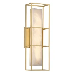 Średni kinkiet Blakley z alabastrowym kloszem Szczotkowane złoto (QN-BLAKLEY-M-BG) - Quintiesse