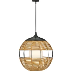 Średnia lampa wisząca na taras Maddox karmelowy beż (QN-MADDOX-P-M-BK-CAM) - Quintiesse