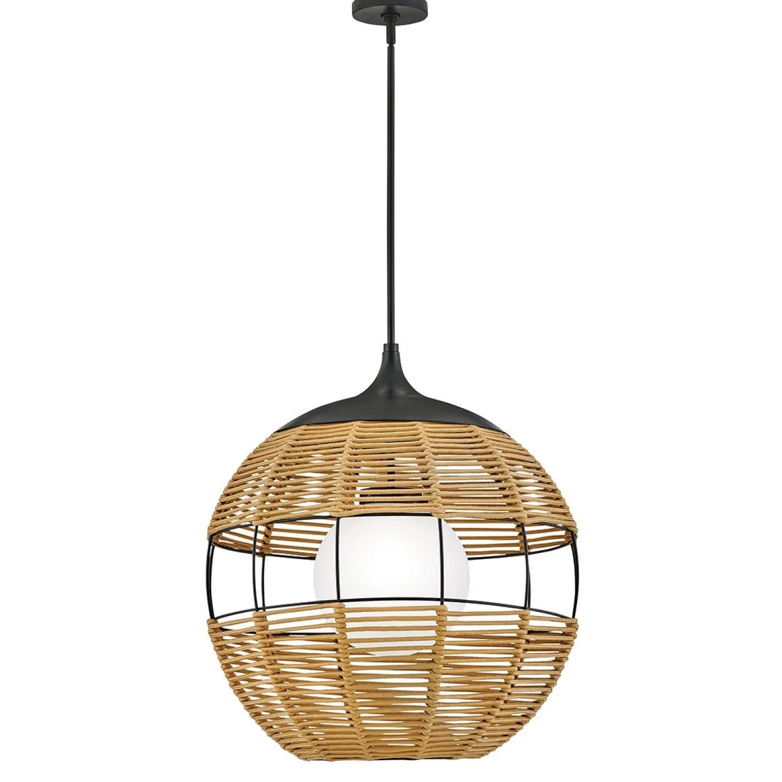 Średnia lampa wisząca na taras Maddox karmelowy beż (QN-MADDOX-P-M-BK-CAM) - Quintiesse