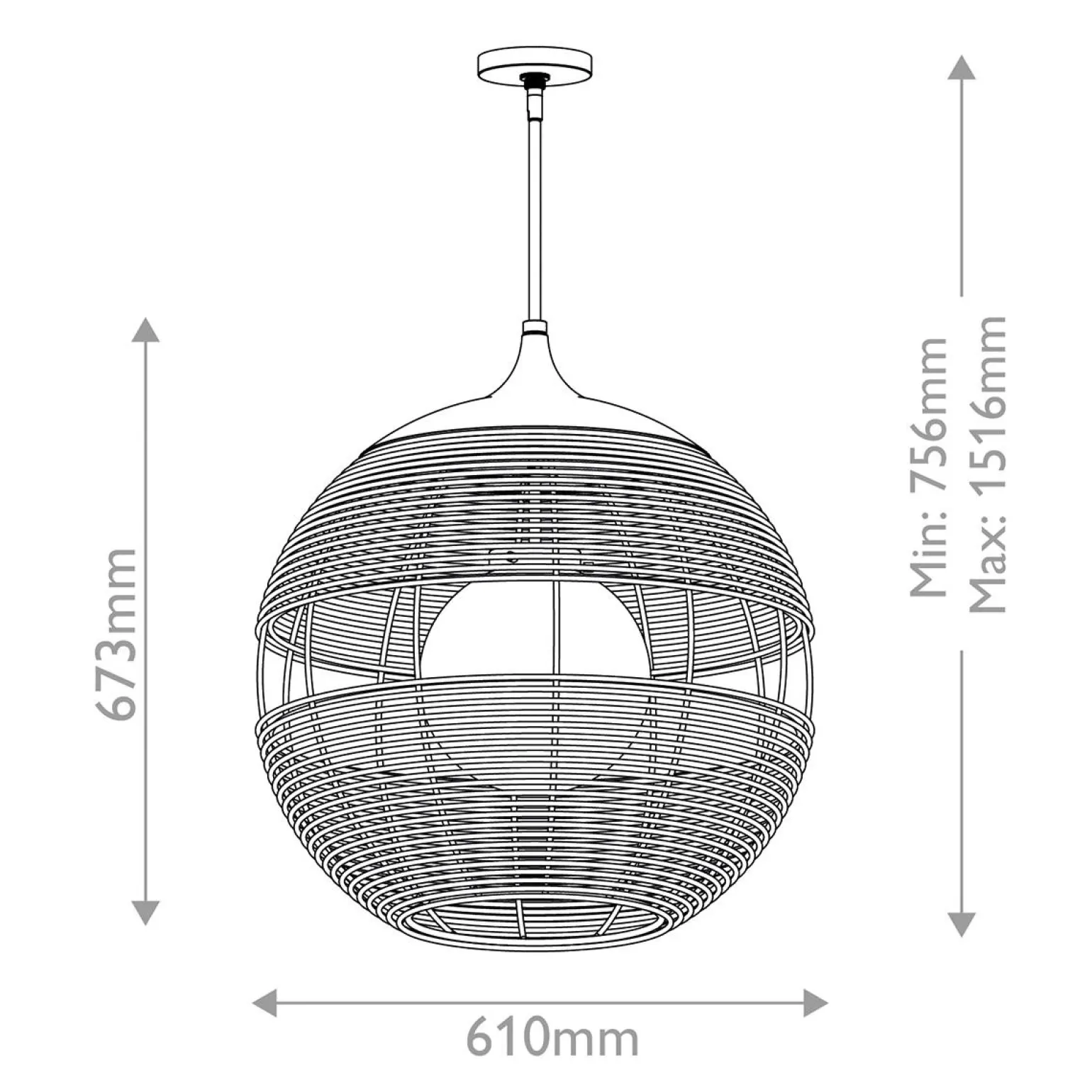 Średnia lampa wisząca na taras Maddox karmelowy beż (QN-MADDOX-P-M-BK-CAM) - Quintiesse