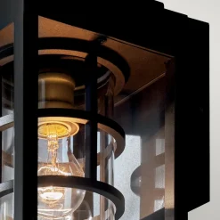 Średnia latarnia naścienna Hone - 1 źródło światła - Strukturalna czerń (KL-HONE-M-BKT) - Elstead Lighting