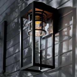 Średnia latarnia naścienna Hone - 1 źródło światła - Strukturalna czerń (KL-HONE-M-BKT) - Elstead Lighting