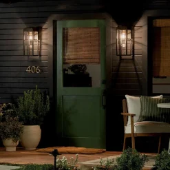 Średnia latarnia naścienna Hone - 1 źródło światła - Strukturalna czerń (KL-HONE-M-BKT) - Elstead Lighting