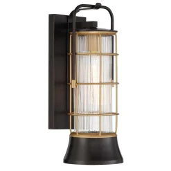 Średnia latarnia naścienna Rivamar - 1 źródło światła - Brązowo-złota (QN-RIVAMAR-M-BLK-GD) - Quintiesse