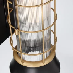 Średnia latarnia naścienna Rivamar - 1 źródło światła - Brązowo-złota (QN-RIVAMAR-M-BLK-GD) - Quintiesse