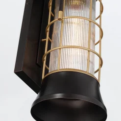 Średnia latarnia naścienna Rivamar - 1 źródło światła - Brązowo-złota (QN-RIVAMAR-M-BLK-GD) - Quintiesse