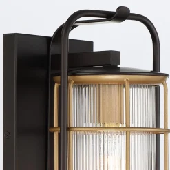 Średnia latarnia naścienna Rivamar - 1 źródło światła - Brązowo-złota (QN-RIVAMAR-M-BLK-GD) - Quintiesse