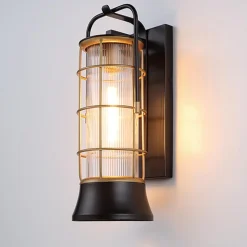 Średnia latarnia naścienna Rivamar - 1 źródło światła - Brązowo-złota (QN-RIVAMAR-M-BLK-GD) - Quintiesse