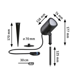 Reflektor ogrodowy Plug & Shine SHIRA LED SH Zigbee RGBW 6.5W 500lm IP65 24V antracyt (PL94849) - PAULMANN