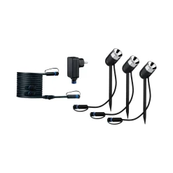 Reflektor ogrodowy Plug & Shine PIKE zestaw 3x3,5W 3000K IP67 24V antracyt / tworzywo sztuczne (PL94242) - PAULMANN