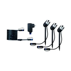 Reflektor ogrodowy Plug & Shine PIKE zestaw 3x3,5W 3000K IP67 24V antracyt / tworzywo sztuczne (PL94242) - PAULMANN