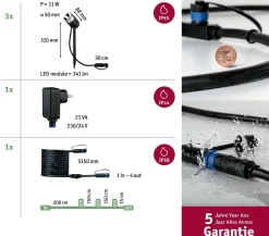 Reflektor ogrodowy Plug & Shine PIKE zestaw 3x3,5W 3000K IP67 24V antracyt / tworzywo sztuczne (PL94242) - PAULMANN