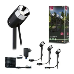 Reflektor ogrodowy Plug & Shine PIKE zestaw 3x3,5W 3000K IP67 24V antracyt / tworzywo sztuczne (PL94242) - PAULMANN