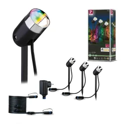 Reflektor ogrodowy Plug & Shine PIKE zestaw 3x4,5W RGBW SH Zigbee IP67 24V antracyt / tworzywo sztuczne (PL94284) - PAULMANN