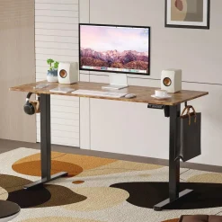 Regulowane biurko gamingowe Control Lite 140 Czarny/Rustykalny (LV1714) - LVN SYSTEM