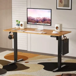 Regulowane biurko gamingowe Control Lite 140 Czarny/Drewno (LV1715) - LVN SYSTEM