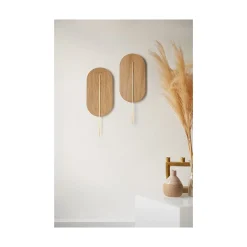 ROKKE WOOD drewniana lampa ścienna / kinkiet z mosiężnym detalem (RKW21030) - Ummo