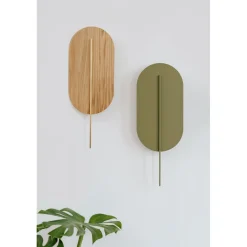 ROKKE WOOD drewniana lampa ścienna / kinkiet z białym detalem (RKW21010) - Ummo