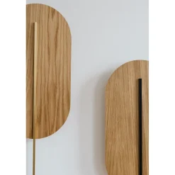 ROKKE WOOD drewniana lampa ścienna / kinkiet z białym detalem (RKW21010) - Ummo