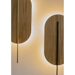 ROKKE WOOD drewniana lampa ścienna / kinkiet z białym detalem (RKW21010) - Ummo