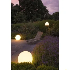 ROTOBALL FLOOR 50, lampa podłogowa outdoor, TC-(D,H,T,Q)SE, IP44, kula, biała, Ø 50 cm, maks. 24W (227221) - SLV