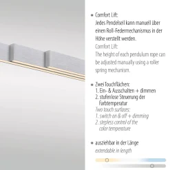 Rozsuwana i regulowana lampa wisząca ADRIANA COMFORT LIFT SREBRNY (2598-95) - Paul Neuhaus